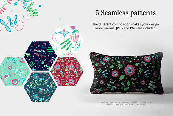 Floral pattern. Foliage and flowers in Illustrations - product preview 3