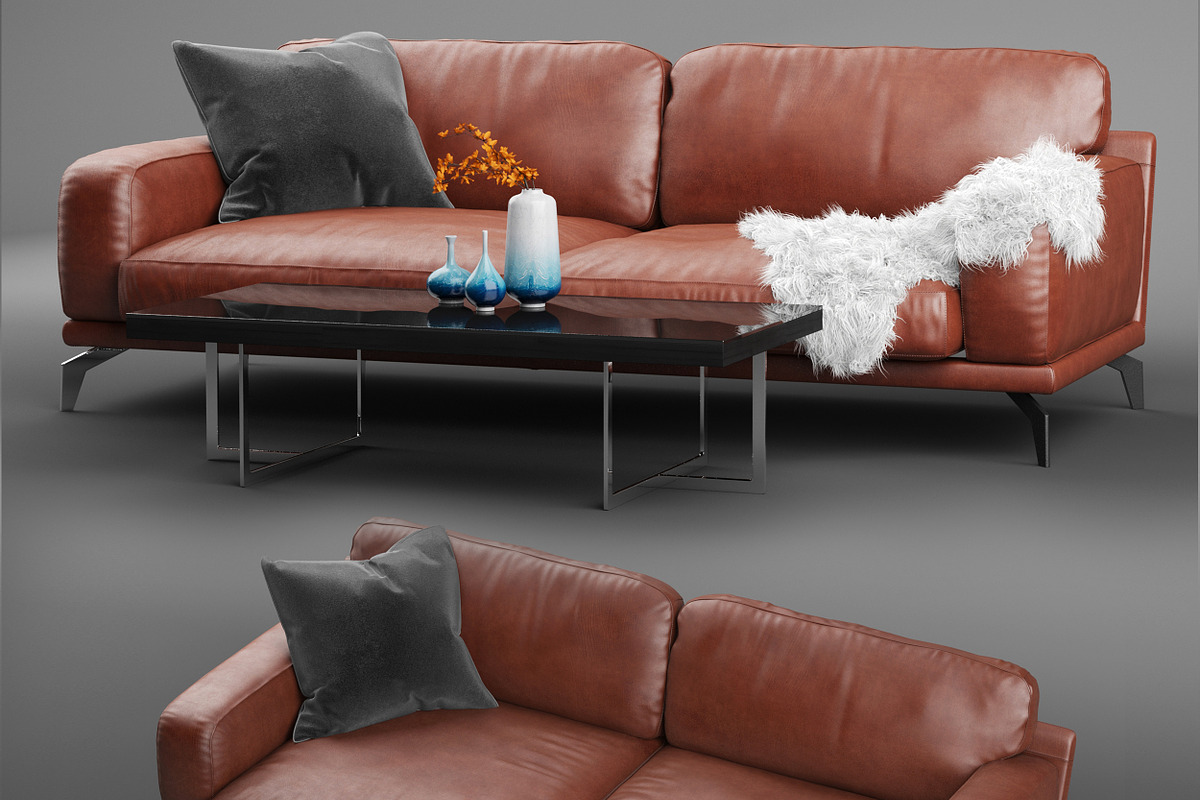 Peruna Leather Two Seat Sofa in Furniture - product preview 8