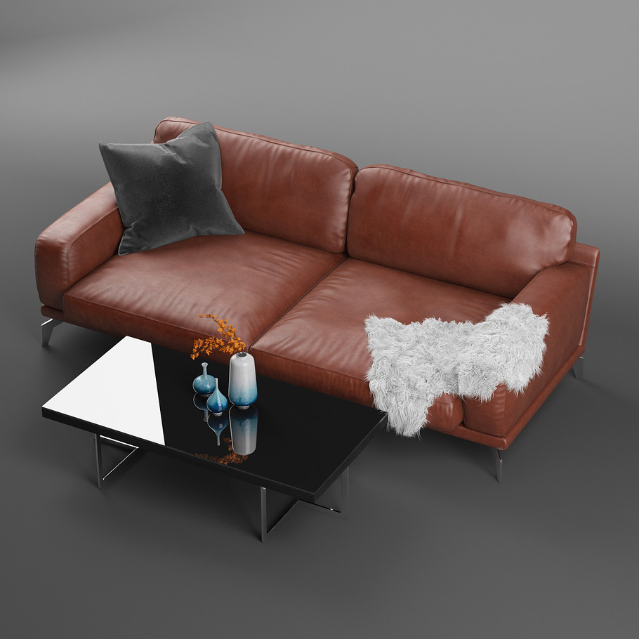 Peruna Leather Two Seat Sofa in Furniture - product preview 1