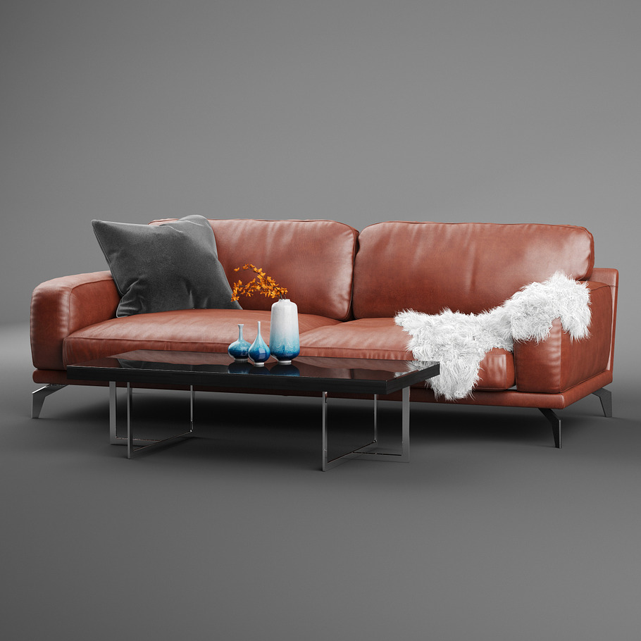 Peruna Leather Two Seat Sofa in Furniture - product preview 2