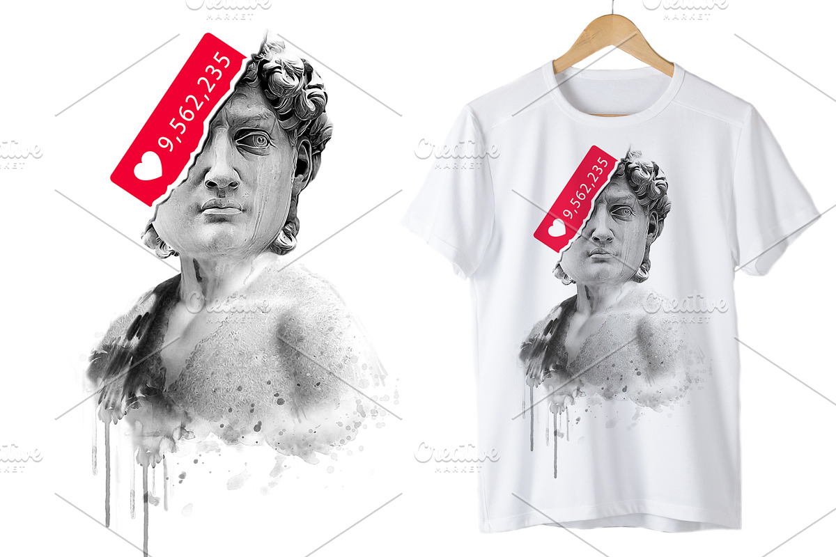 T-shirt Prints.David statue artwork in Illustrations - product preview 8