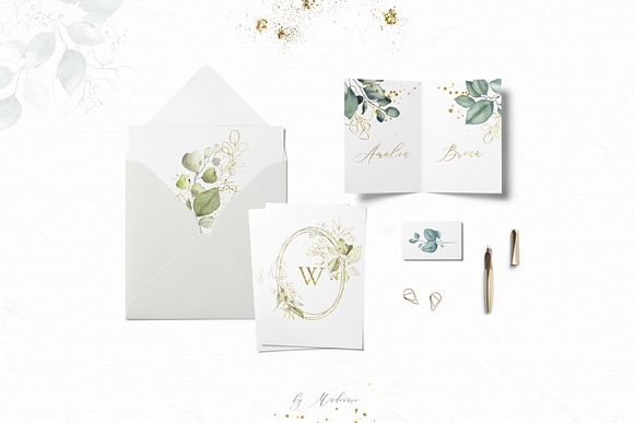 Watercolor spring greenery leaves in Illustrations - product preview 2