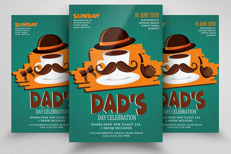 Happy Father's Day Flyer Template in Invitation Templates - product preview 8