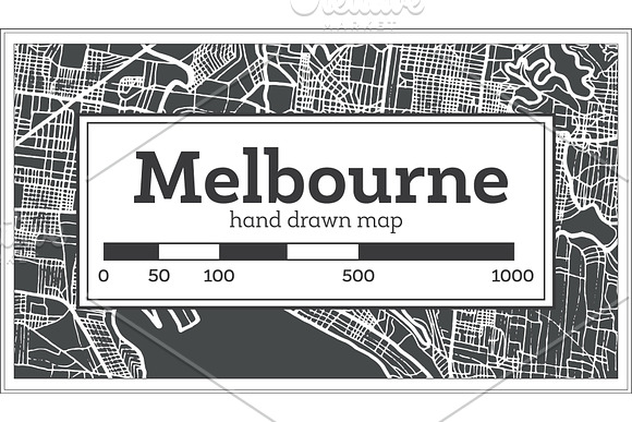 Melbourne Australia Map in Retro in Illustrations - product preview 1