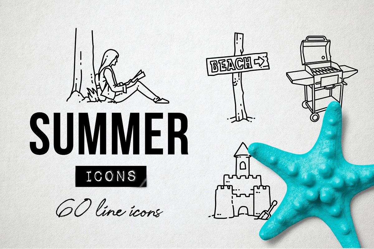 60 Summer Icons, Park, Beach Holiday in Beach Icons - product preview 8