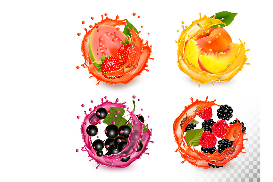 Set of fruit juice splash. Vector in Illustrations - product preview 8