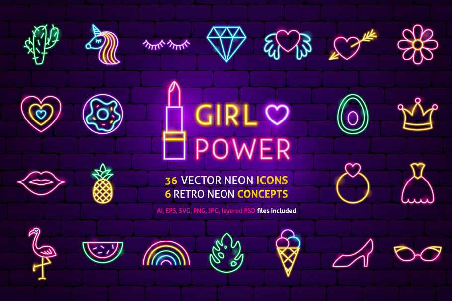 Girl Power Neon in Neon Icons - product preview 8