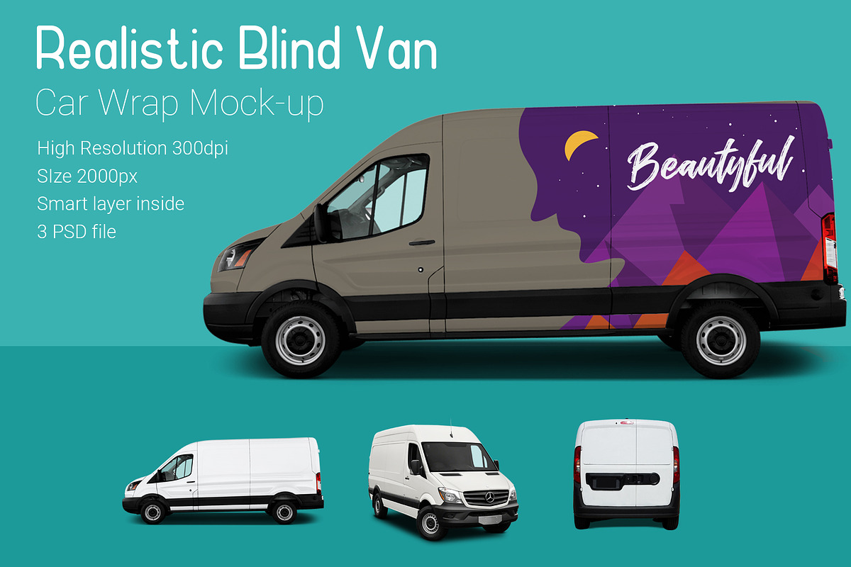 Blind Van Car Mock-Up in Branding Mockups - product preview 8