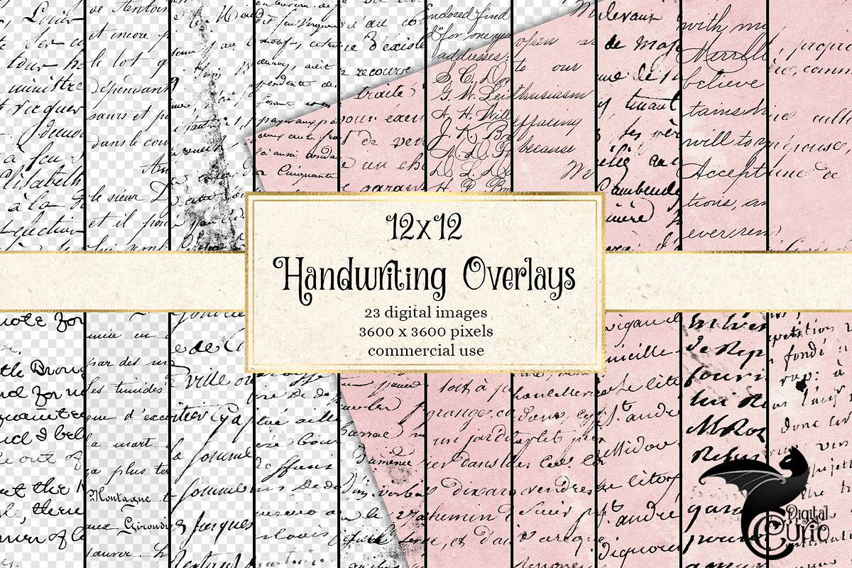 12x12 Old Handwriting Overlays in Textures - product preview 8