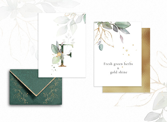 Watercolor & Gold Leaves Collection in Illustrations - product preview 1