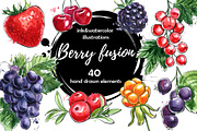 Berry Fusion hand drawn watercolors