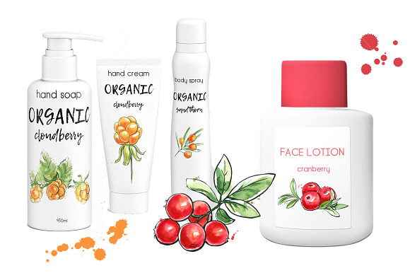 Berry Fusion hand drawn watercolors in Illustrations - product preview 6