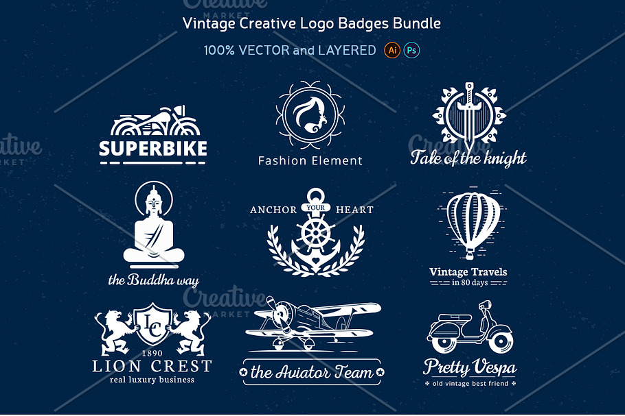 Vintage Creative Logo Badges Bundle in Logo Templates - product preview 8