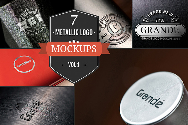 7 Unique Metallic Logo Mockups Vol.1