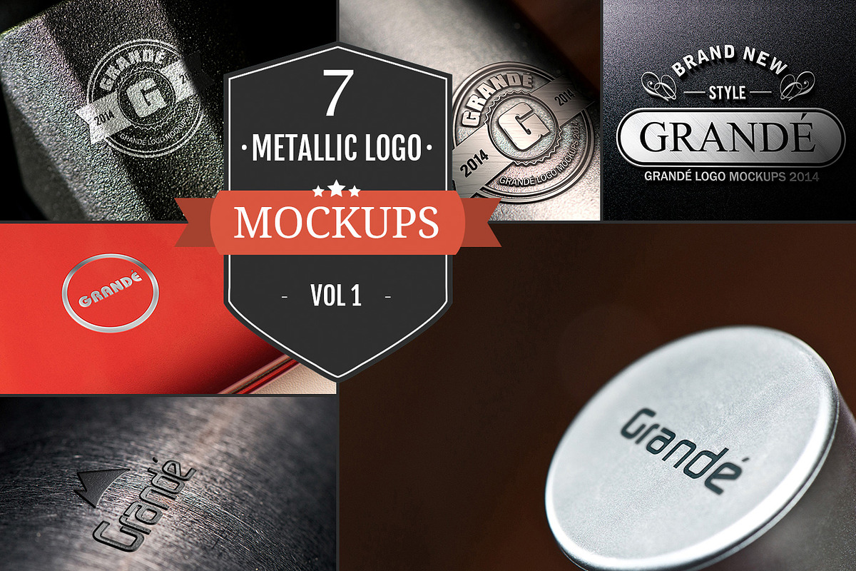 7 Unique Metallic Logo Mockups Vol.1 in Branding Mockups - product preview 8