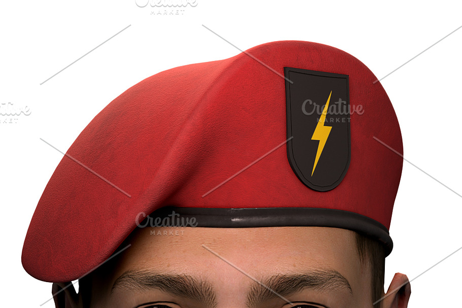Military Red Beret of Special Forces in Weapons - product preview 8