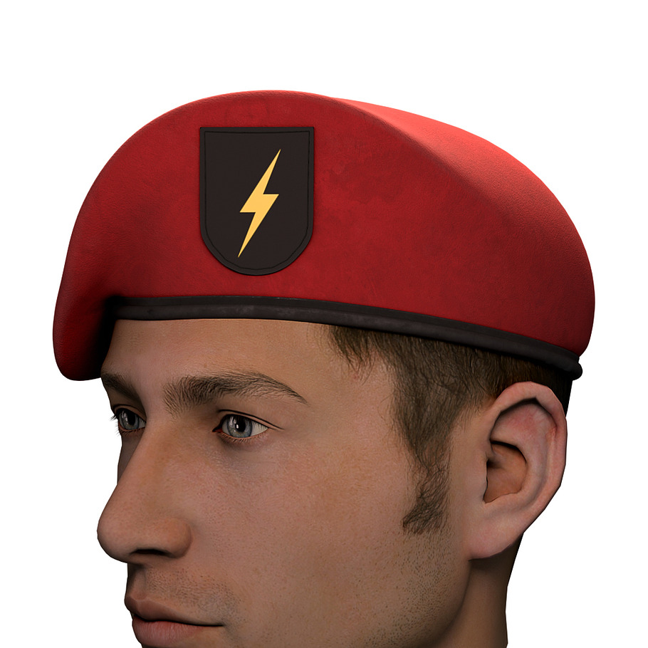 Military Red Beret of Special Forces in Weapons - product preview 2
