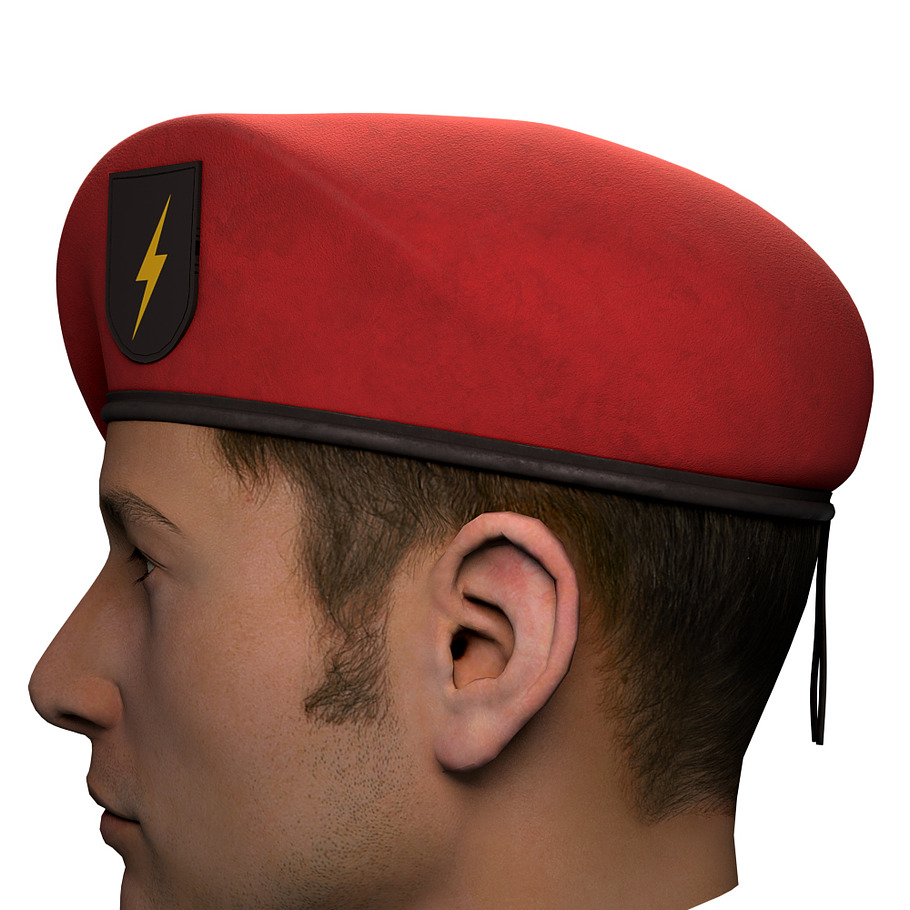 Military Red Beret of Special Forces in Weapons - product preview 5
