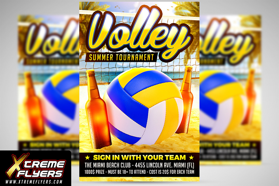Beach Volleyball Flyer Template in Invitation Templates - product preview 8