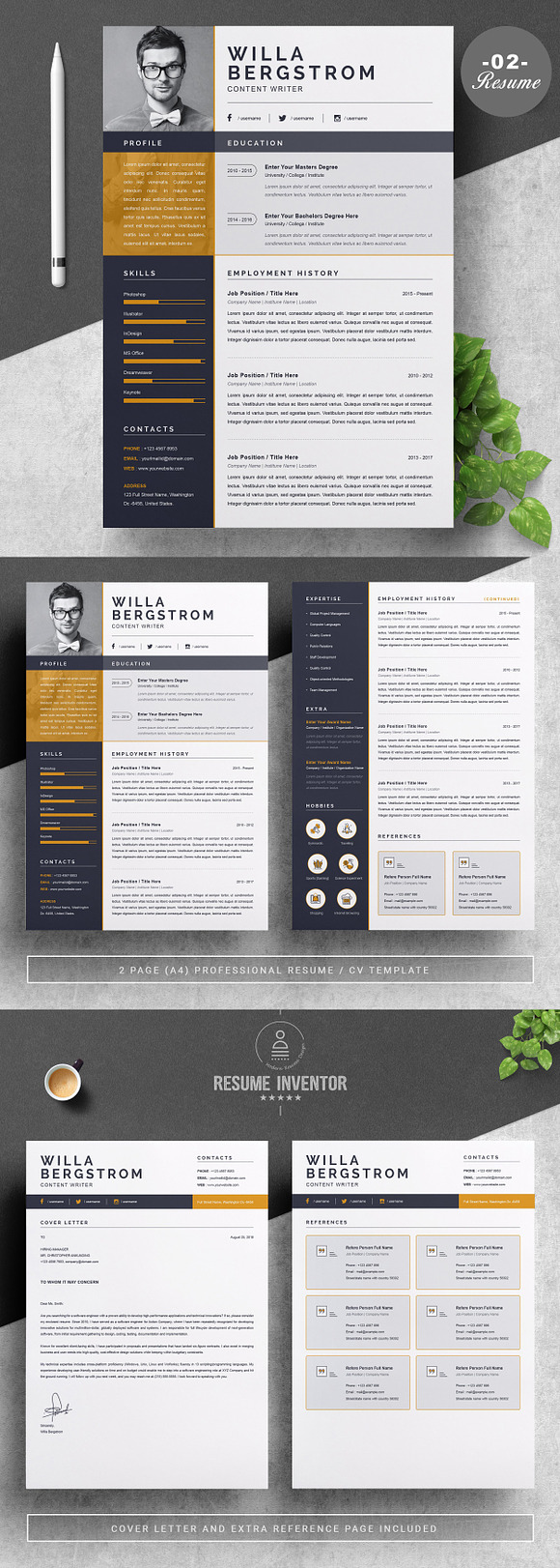 RESUME/CV TEMPLATE | PREMIUM BUNDLE in Letter Templates - product preview 3