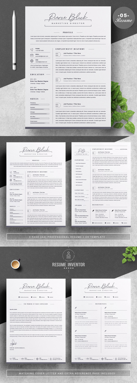 RESUME/CV TEMPLATE | PREMIUM BUNDLE in Letter Templates - product preview 6