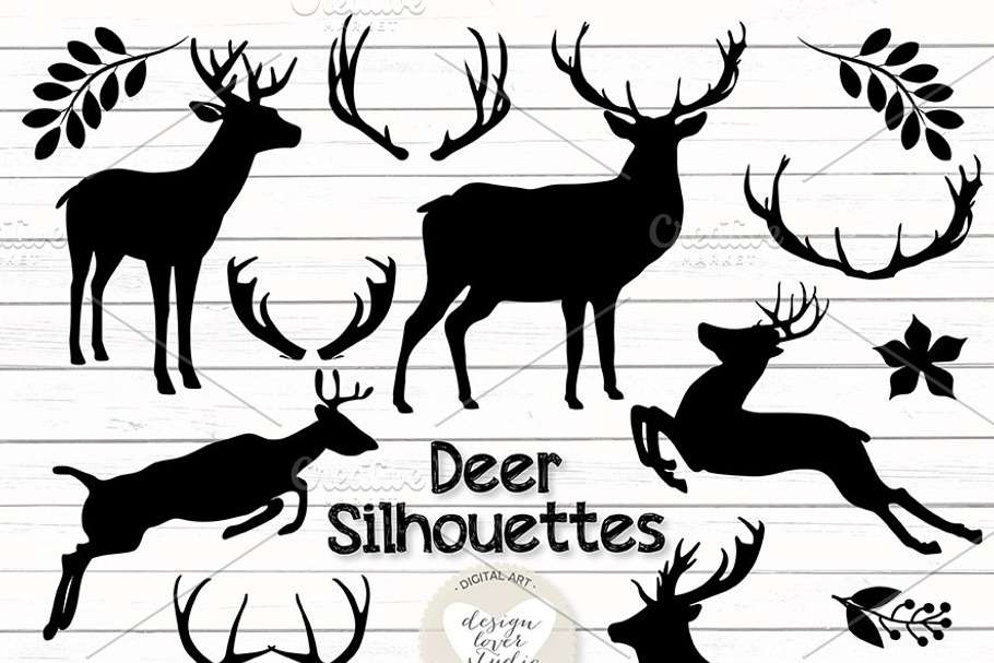 Vector deer silhouettes cliparts