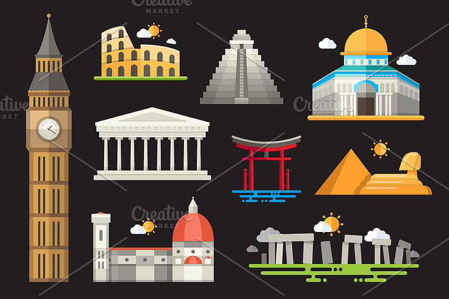 Famous Landmarks Big Box + Postcard in Web Elements - product preview 8