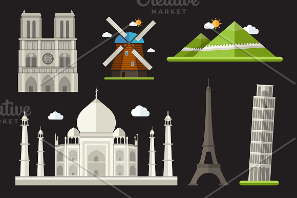 Famous Landmarks Big Box + Postcard in Web Elements - product preview 1