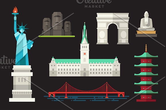Famous Landmarks Big Box + Postcard in Web Elements - product preview 2