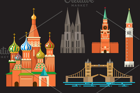 Famous Landmarks Big Box + Postcard in Web Elements - product preview 3