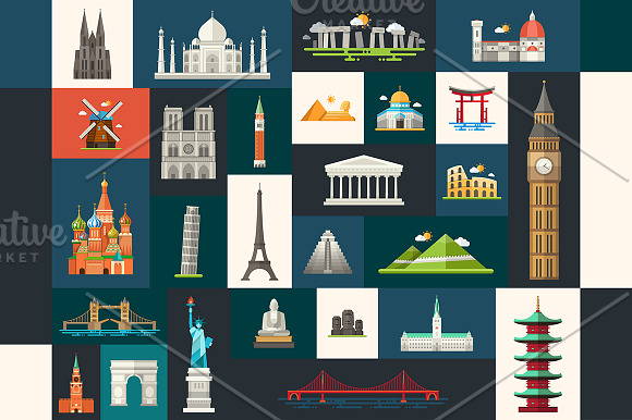 Famous Landmarks Big Box + Postcard in Web Elements - product preview 4