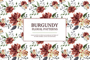 Burgundy floral seamless patterns