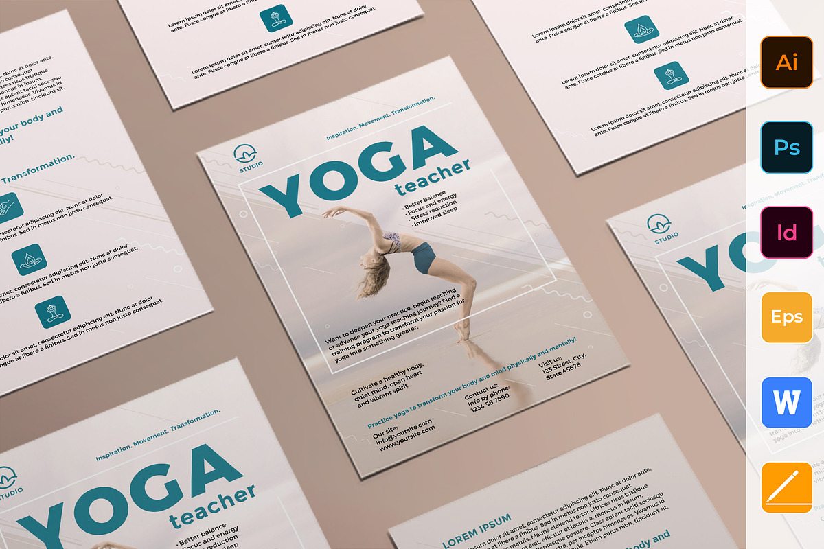 Yoga Instructor Flyer in Invitation Templates - product preview 8