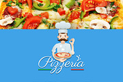Pizzeria - Mustachioed Italian Logo