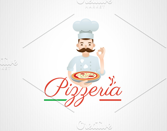 Pizzeria - Mustachioed Italian Logo in Logo Templates - product preview 1