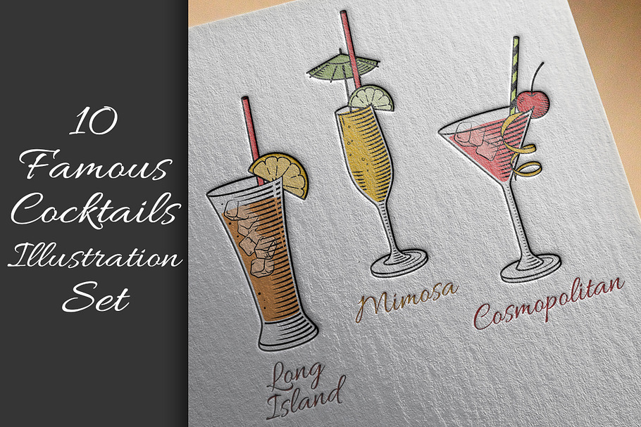 Cocktails Illustrations Set