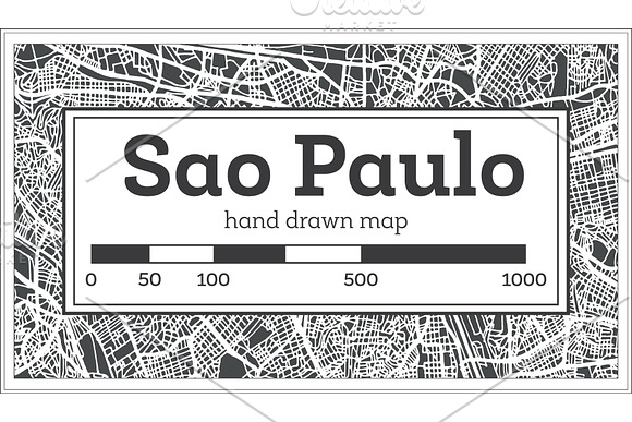 Sao Paulo Brazil City Map in Retro in Illustrations - product preview 1