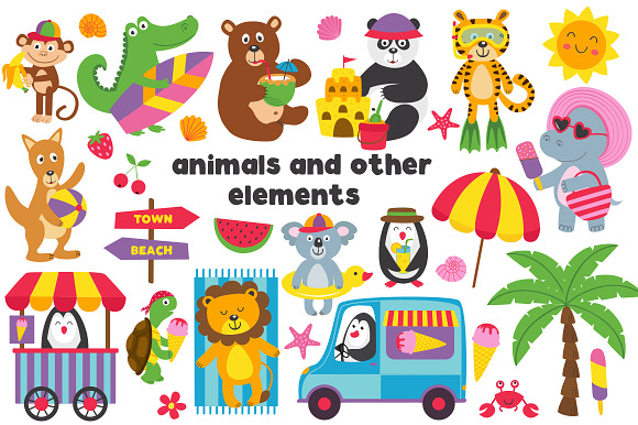 summer with animals in Illustrations - product preview 1