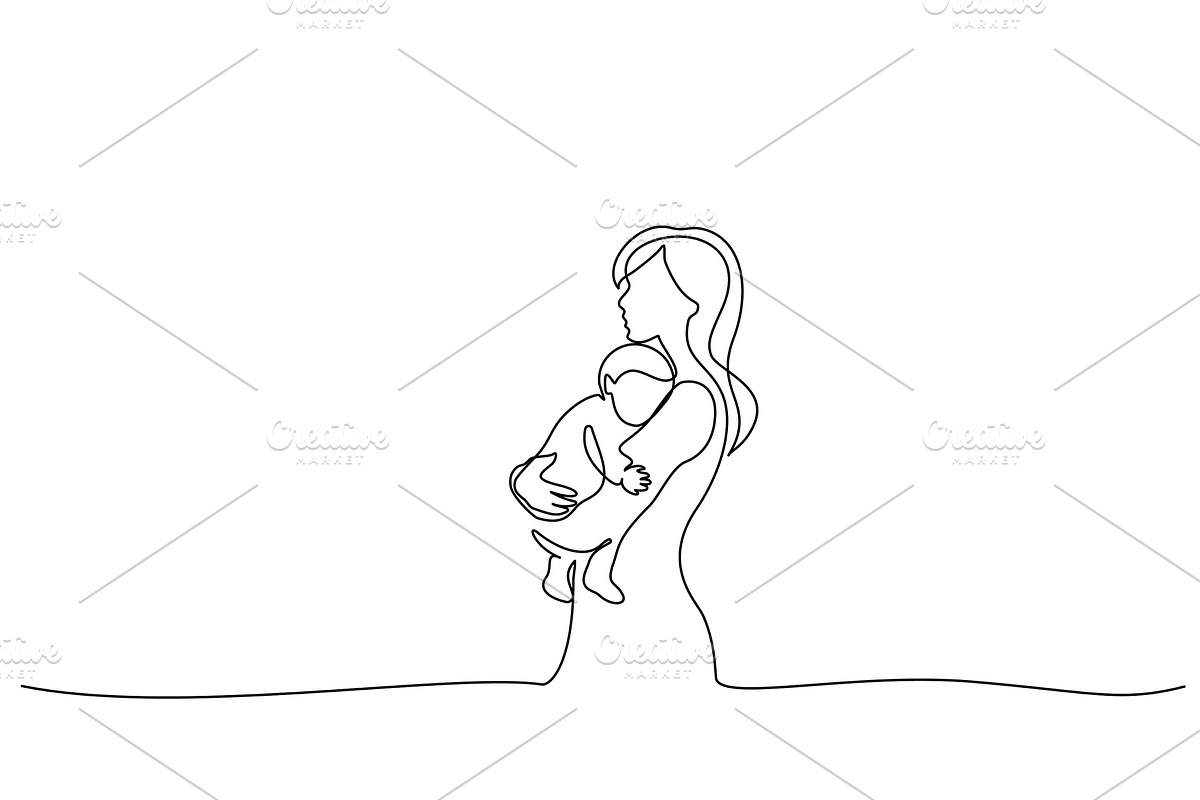 Woman hold her baby drawing in Illustrations - product preview 8