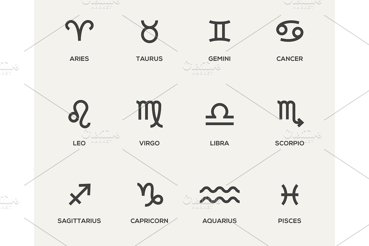 Zodiac signs illustrations set in Illustrations - product preview 8