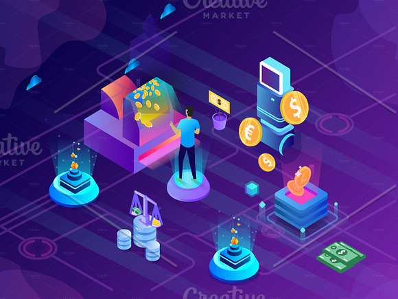 Isometric financial illustration in Web Elements - product preview 9
