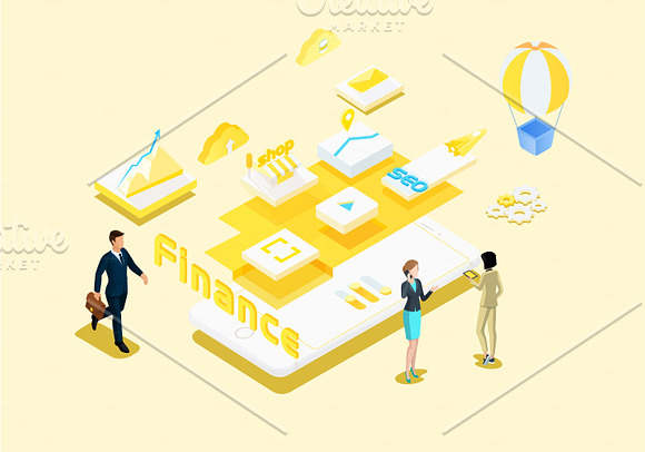 Isometric financial illustration in Web Elements - product preview 11