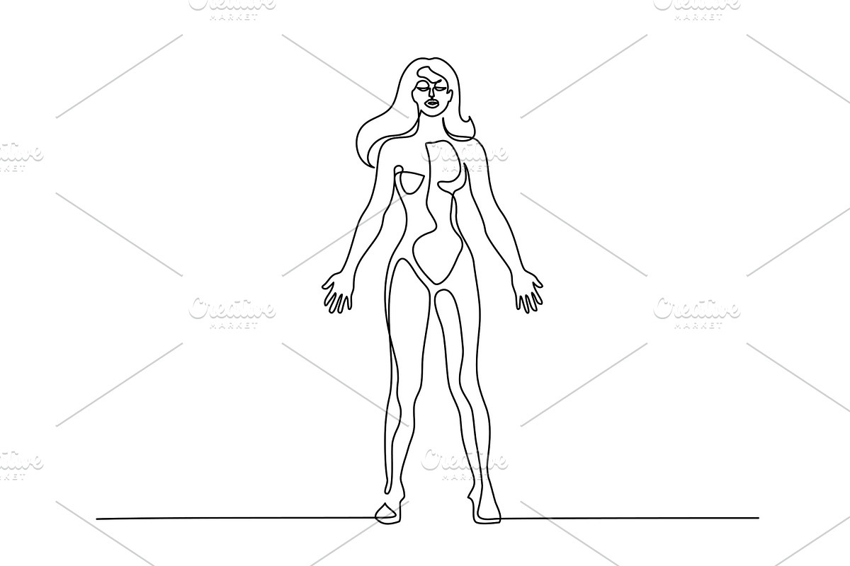 Woman standing in anatomy position in Illustrations - product preview 8