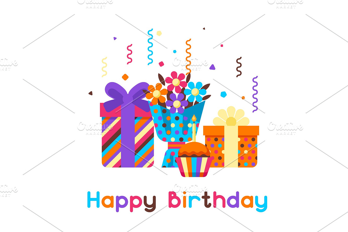 Happy Birthday greeting card. in Illustrations - product preview 8