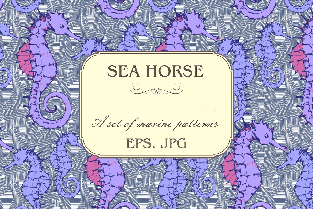 Pattern of seahorse and sea voyages in Patterns - product preview 8