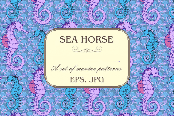 Pattern of seahorse and sea voyages in Patterns - product preview 1
