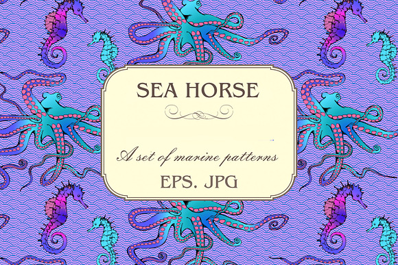Pattern of seahorse and sea voyages in Patterns - product preview 2