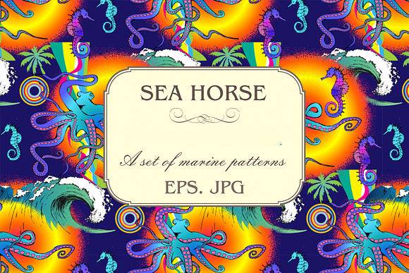 Pattern of seahorse and sea voyages in Patterns - product preview 3