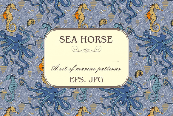 Pattern of seahorse and sea voyages in Patterns - product preview 6