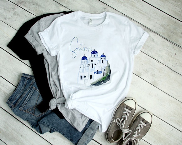 Greece Santorini Watercolor map in Illustrations - product preview 12